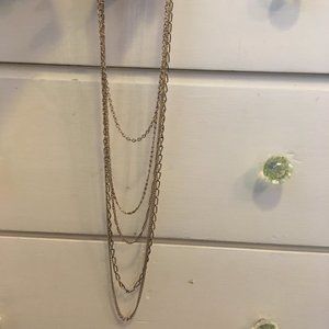 Vintage goldtone multi chain layered necklace 17"